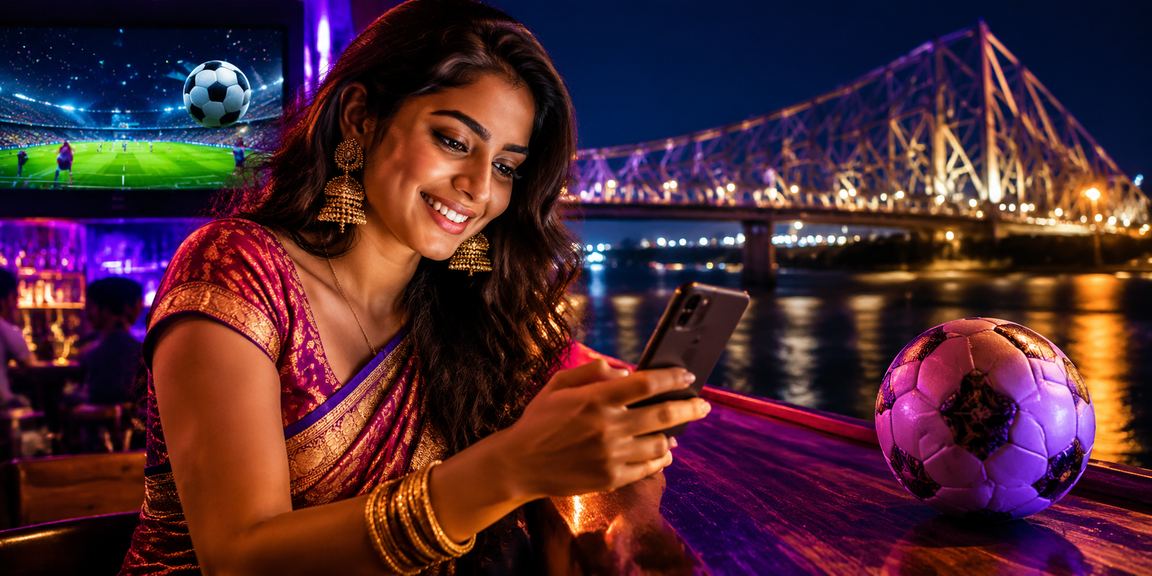 Kolkata Howrah Bridge with football betting theme